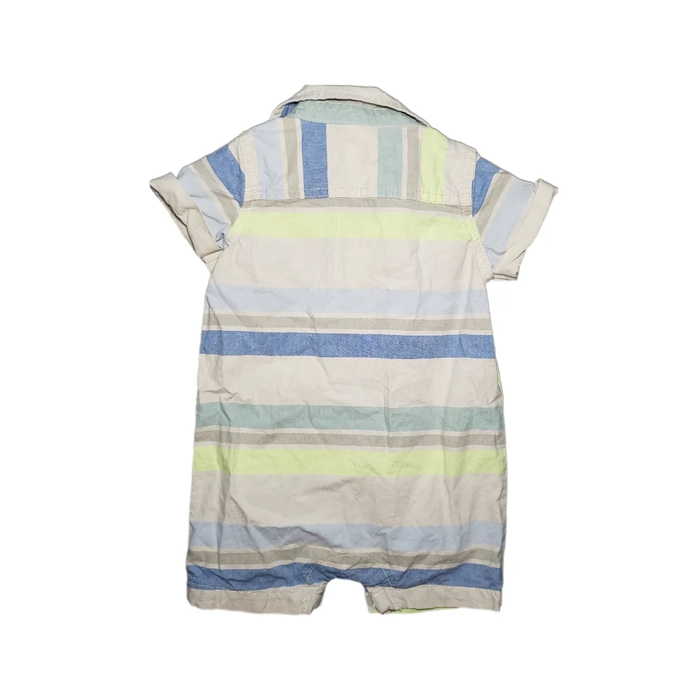 Osh Kosh B'Gosh 9m Baby Boy Striped Shirt Romper Outfit